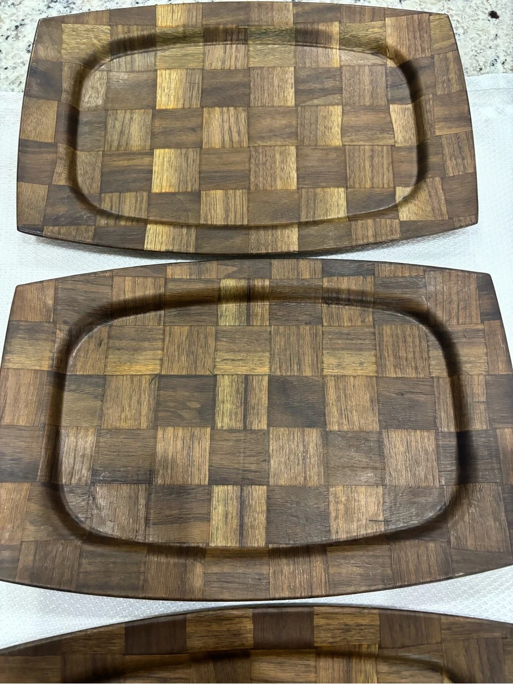 MCM Vintage Weavewood Minneapolis Walnut Serving Platter Charcuterie Board 4 set